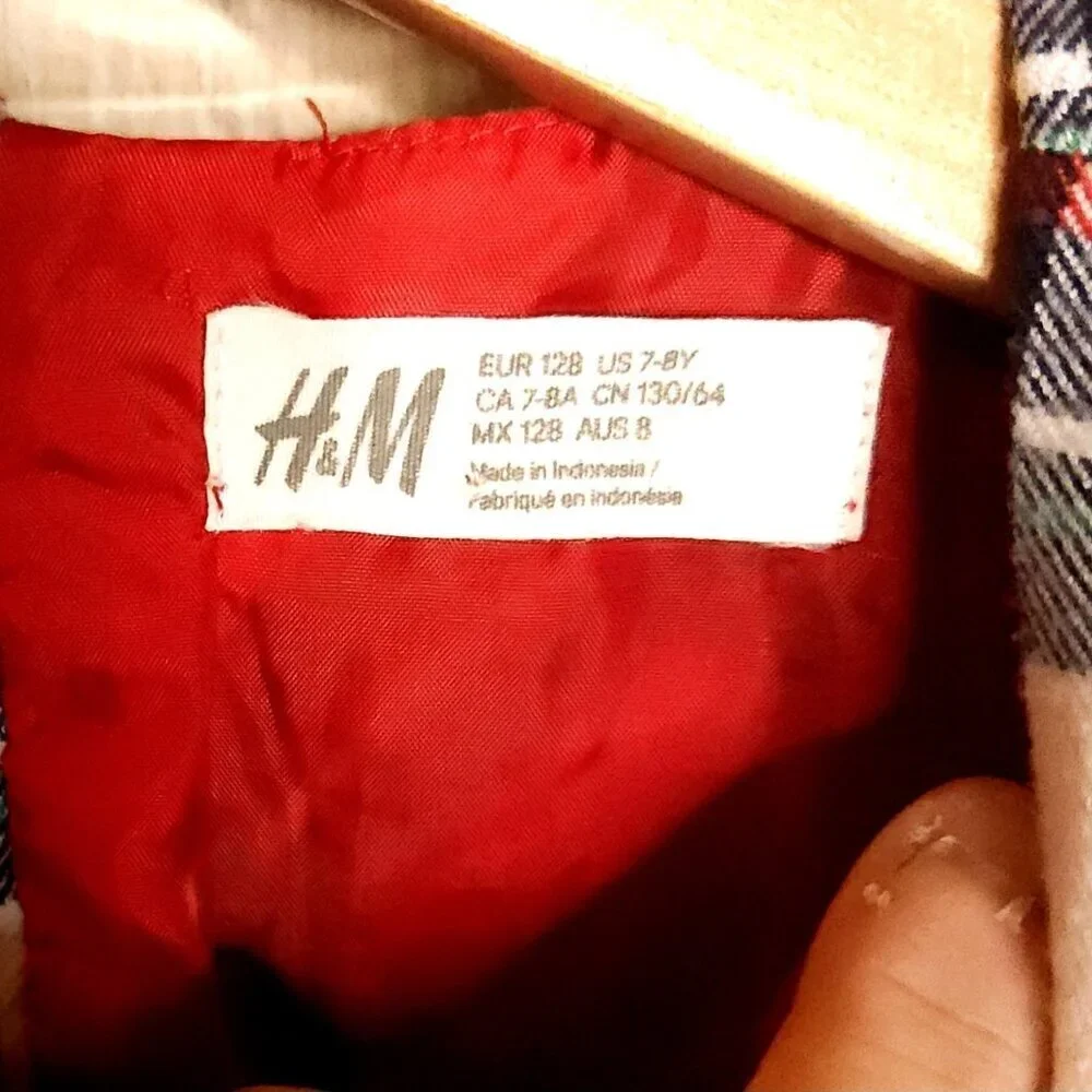 H&M Girls Red Green Plaid Holiday Fancy Party Dress 7-8
